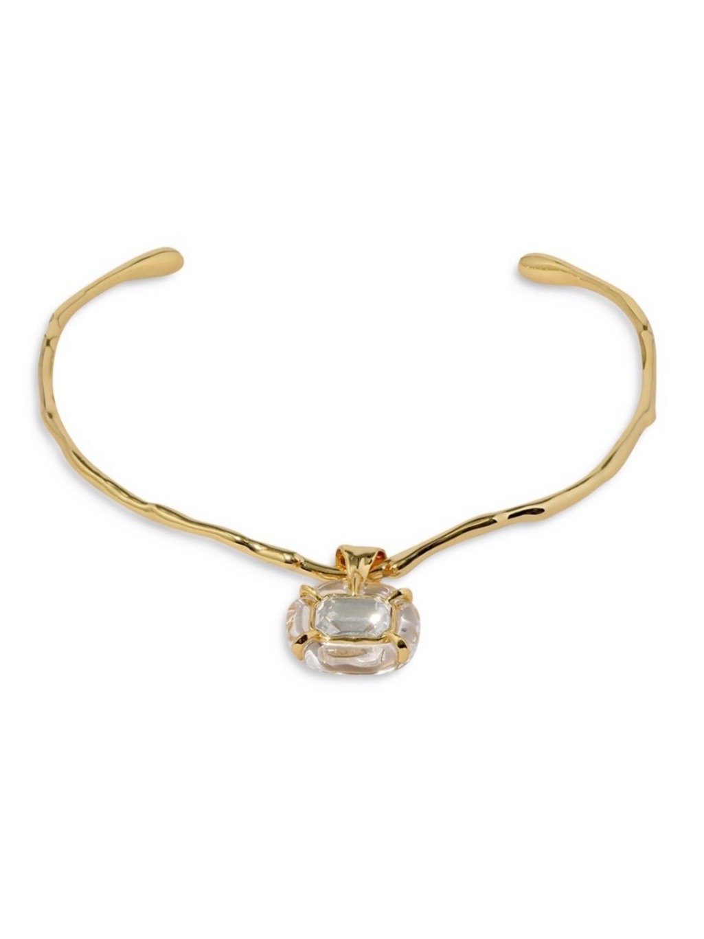 New Alexis Bittar Liquid Lucite Jeweled Crystal Collar Necklace Gold Au21